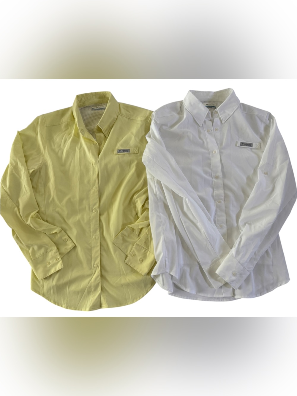 Columbia Tamiami XS Long Sleeve PFG Tamiami ll Shirt LOT 2pc Yellow White #NE265